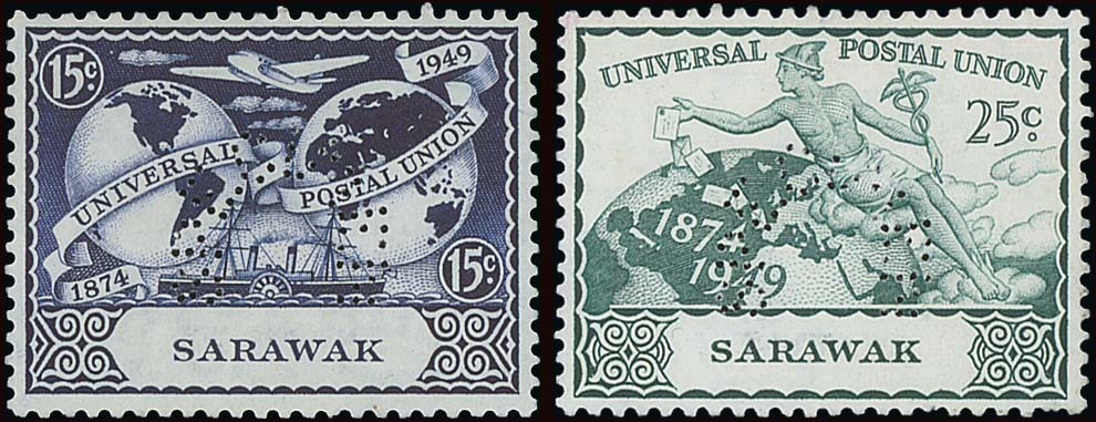 Sarawak Bradbury Wilkinson Specimen Punch 1949 UPU